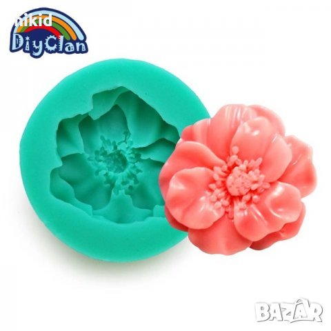 Тип маково цвете мак роза с тичинки силиконов молд форма декорация торта фондан сладки мъфини