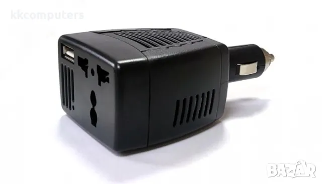 DC 12V към AC 220V / 110V инвертор за автомобил 75W, адаптер към контакт за ЕС/UK и USB 2.1 Черен Ба, снимка 2 - Оригинални зарядни - 48492226