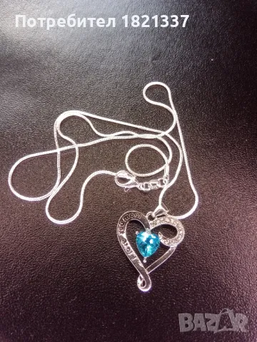 Сребърно колие с кристали , снимка 3 - Колиета, медальони, синджири - 48261172
