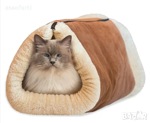 2в1 Легло за домашни любимци Kitty Shack – Термо тунел и постелка, снимка 6 - За котки - 56177896