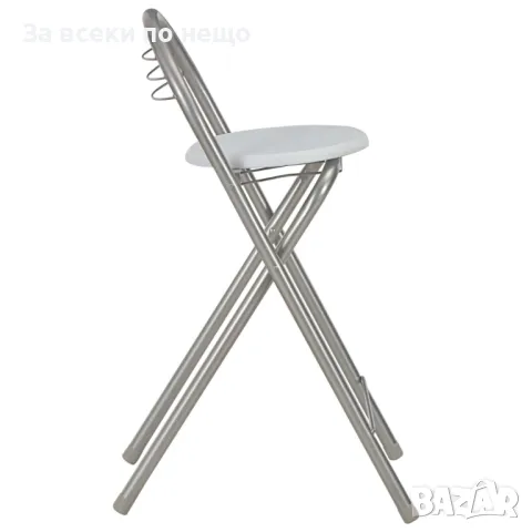 Бар Комплект От 3 Части С Рафтове, Дърво И Стомана, Бял, снимка 2 - Други - 48609750