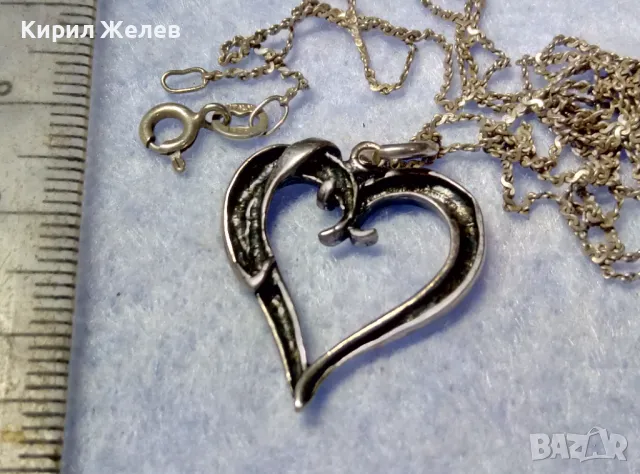 АР НУВО СРЕБЪРЕН ПЕНДАНТ СЪРЧИЦЕ ЛАКИРАНО СРЕБРО ВИСОКА ПРОБА с НЕЖНА 925 СРЕБЪРНА ВЕРИЖКА 35444, снимка 10 - Антикварни и старинни предмети - 50417137