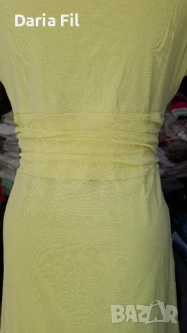 -20% Свежа жълта рокля от шифон с подплата, снимка 5 - Рокли - 50879713