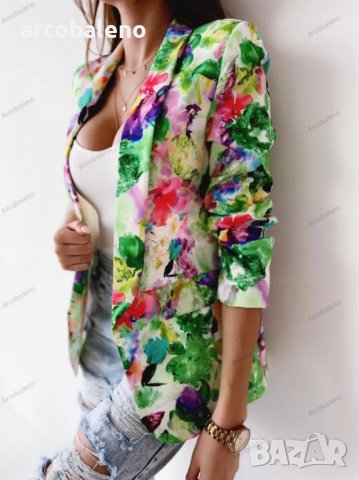 Модно дамско пролетно сако с принт, 5цвята , снимка 12 - Сака - 39988653