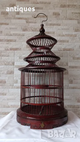 Стар китайски дървен кафез - ръчна изработка - рядък модел - 19в., снимка 4 - Антикварни и старинни предмети - 50190367