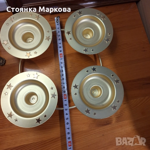 Нов метален свещник за 4 свещи, снимка 5 - Декорация за дома - 52481142