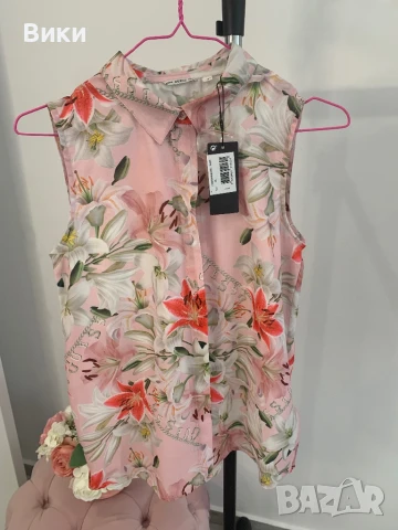 Риза Guess нова с етикет за 16г, но е подходяща и за XS и S, снимка 11 - Ризи - 50593762