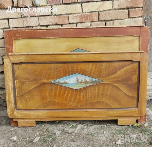 за легло  - дървени стари табли, стара табла, рисувани, персон и половина