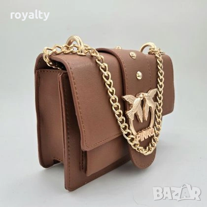 Pinko Нова Кафява Дамска Кожена Чанта Пинко , снимка 2 - Чанти - 53743727