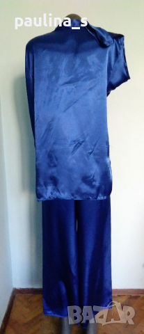 Пижама от копринен сатен / турско синьо / кобалтово синьо, снимка 5 - Пижами - 36362241