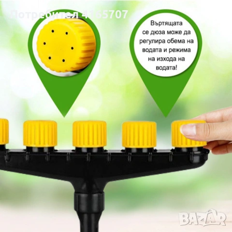 Разпръсквач за маркуч с 5 дюзи – равномерно поливане и универсално почистване, снимка 3 - Други - 53045635