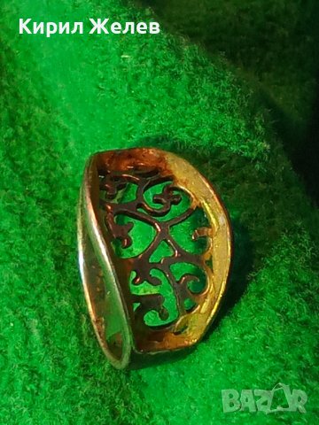 СТАР АЖУРЕН СРЕБЪРЕН АРТ ПРЪСТЕН СРЕБРО 925 с ПОЗЛАТА 34958, снимка 12 - Пръстени - 41336836