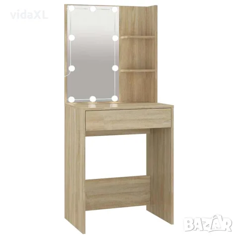 vidaXL Тоалетка с LED, дъб сонома, 60x40x140 см