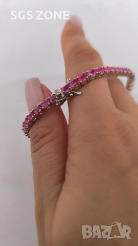 СРЕБЪРНА ГРИВНА С РОЗОВ ТОПАЗ, снимка 3 - Гривни - 52476729