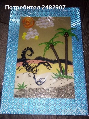 Ръчно изработена арт декорация "Скорпион" - квилинг картичка, снимка 10 - Други - 39798734