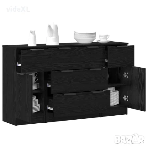 vidaXL Служебен шкаф 3 бр. Черния дъб 121 x 30 x 70 см, снимка 3 - Бюфети - 56146996