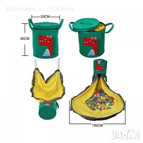 Кош за детски играчки с капак и постелка за играчки, зелен с Крокодил - код 3256 КРОКОДИЛ, снимка 8 - Други - 34505241