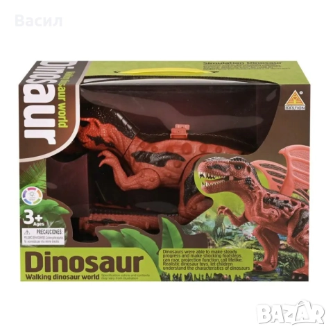 Динозавър с реалистични звуци, светлинни ефекти, проектор и водни пръски, снимка 1