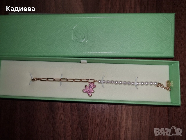 гривна Teddy розово злато с перли - Swarovski- 5669169, снимка 3 - Гривни - 52681894