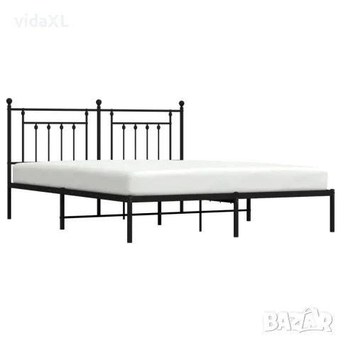 vidaXL Метална рамка за легло с горна табла, черна, 160x200 см, снимка 5 - Спални и легла - 56147298
