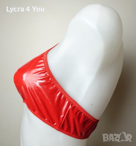 S размер (75 B гръдна обиколка) червено лачено бюстие/топ с чокър, снимка 6 - Корсети, бюстиета, топове - 41846921