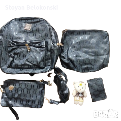 	 Комплект раница и 3 чантички / Цвят: Черен, снимка 10 - Раници - 52798796