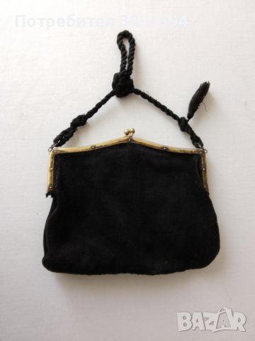 19  век  дамска чанта черно кадифе със месингови обков , снимка 5 - Антикварни и старинни предмети - 41607343