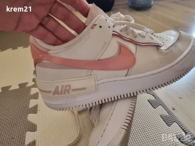 Nike Air Force Shadow White Phantom pink дамско номер 40.5, снимка 8 - Маратонки - 48705701