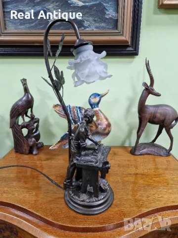 Прекрасна антикварна настолна фигурална лампа , снимка 7 - Настолни лампи - 49103689