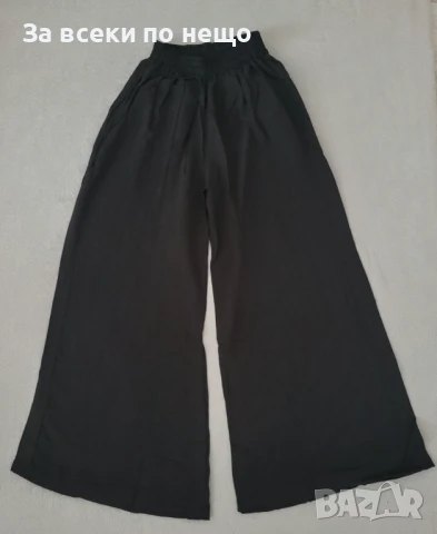 Дамски Черен Паталон Палазо С Много Широк Крачол Код BS-44, снимка 2 - Панталони - 51255879