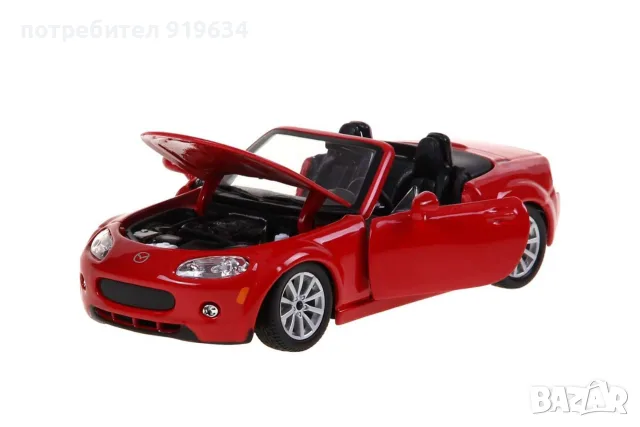 Продавам метална количка Mazda MX-5 Мазда МХ-5 в мащаб 1:24, снимка 7 - Колекции - 20188850