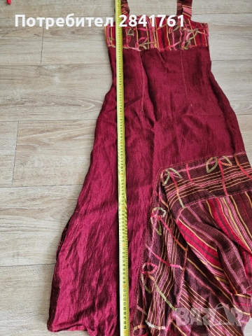 Червена ленена рокля, снимка 12 - Рокли - 45490294