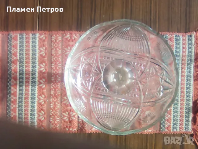 Продавам кристална фруктиера  изработка началото на 1950 г, снимка 3 - Декорация за дома - 48399010