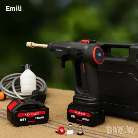 Акумулаторна водоструйка 24V – Пистолет за миене с LCD дисплей и 4 режима, снимка 3 - Парочистачки и Водоструйки - 56156003