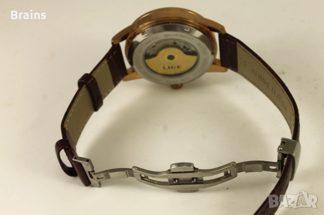 Мъжки Ръчен Часовник LIGE Automatic Toubillon Розово Злато, снимка 8 - Мъжки - 52827082