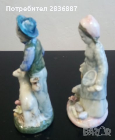 Две старинни порцеланови фигури на възрастна двойка фермери, снимка 2 - Статуетки - 39050178