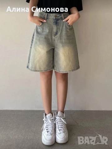 Тренди дънкови шорти-бермуди S