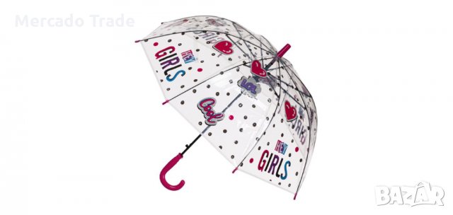 Детски автоматичен чадър, точки със сърца , снимка 1