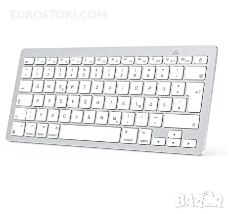 Bluetooth клавиатура OMOTON KB066 за Mac и др., компактна безжична клавиатура, цвят: сребристо/бяло 