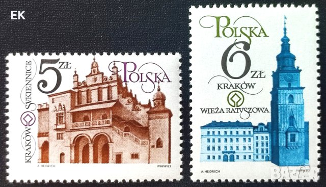 Полша, 1983 г. - пълна серия чисти марки, архитектура, 3*9, снимка 1 - Филателия - 41839900
