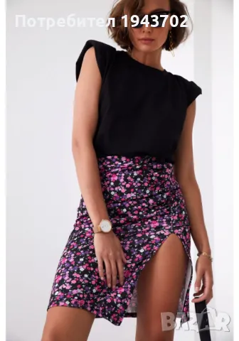 Памучна блуза с къси ръкави в черен цвят FK616