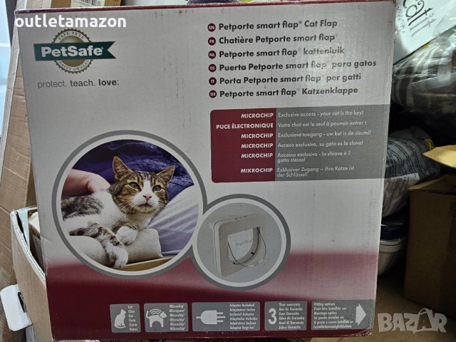 Автоматична врата за котки, PetSafe, програмируема за 25 микрочипа, прозрачна, 23.2x23.2cm, снимка 8 - За котки - 52431386