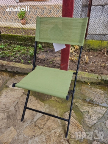Сгъваем градински стол зелени 4.бр стомана от Германия , снимка 3 - Градински мебели, декорация  - 52478636