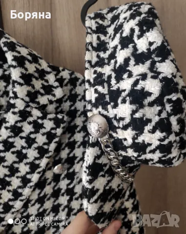 Sara Sweidan палто пепит с шапка комплект, снимка 10 - Палта, манта - 50057263