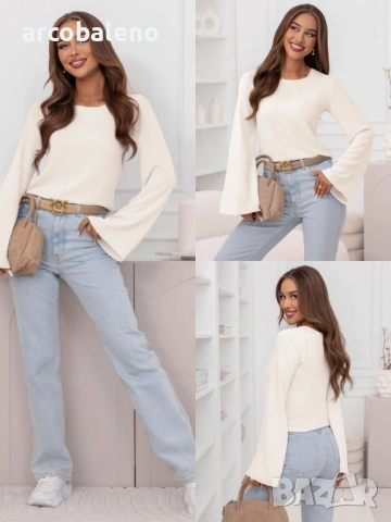 Дамска блуза с широки ръкави Geradine, 5цвята , снимка 4 - Блузи с дълъг ръкав и пуловери - 53860984