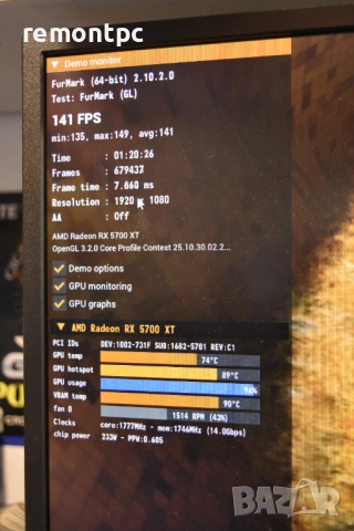 Видео карта XFX Radeon RX 5700 XT THICC III Ultra, 8GB GDDR6, 256-bit, снимка 7 - Видеокарти - 53709824