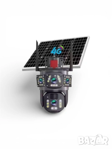 Соларна камера LYLU със SIM карта 4 лещи 41 диод с аларма  App: V380 Pro