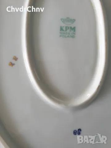 KPM Poland чиния 33-25см/3бр КПМ стари немски порцеланови чинии-плата/цветя-злато, снимка 9 - Чинии - 48983376