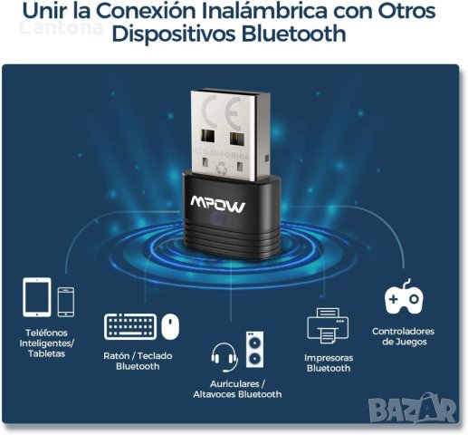 Mpow ® Bluetooth USB адаптер 5.0 USB донгъл, ниска консумация на енергия, снимка 2 - Други - 42535712