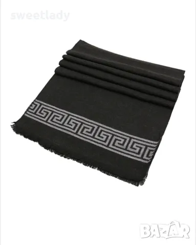 Елегантен мъжки шал сиво и черно на мотиви